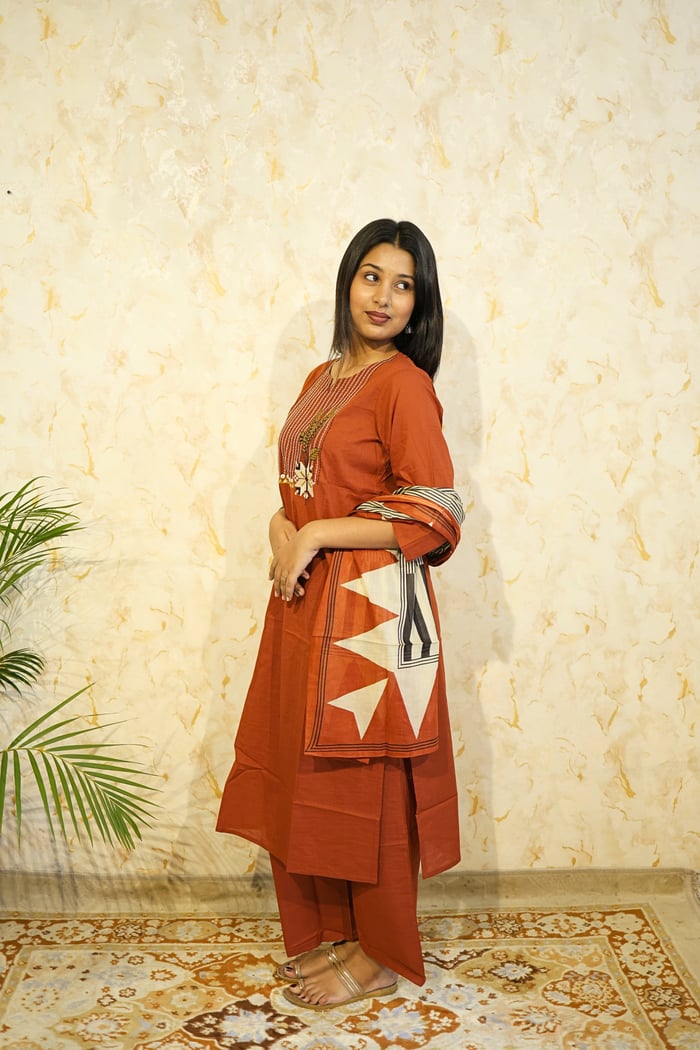 Kantha Styled Wheat-Ear 3Pcs