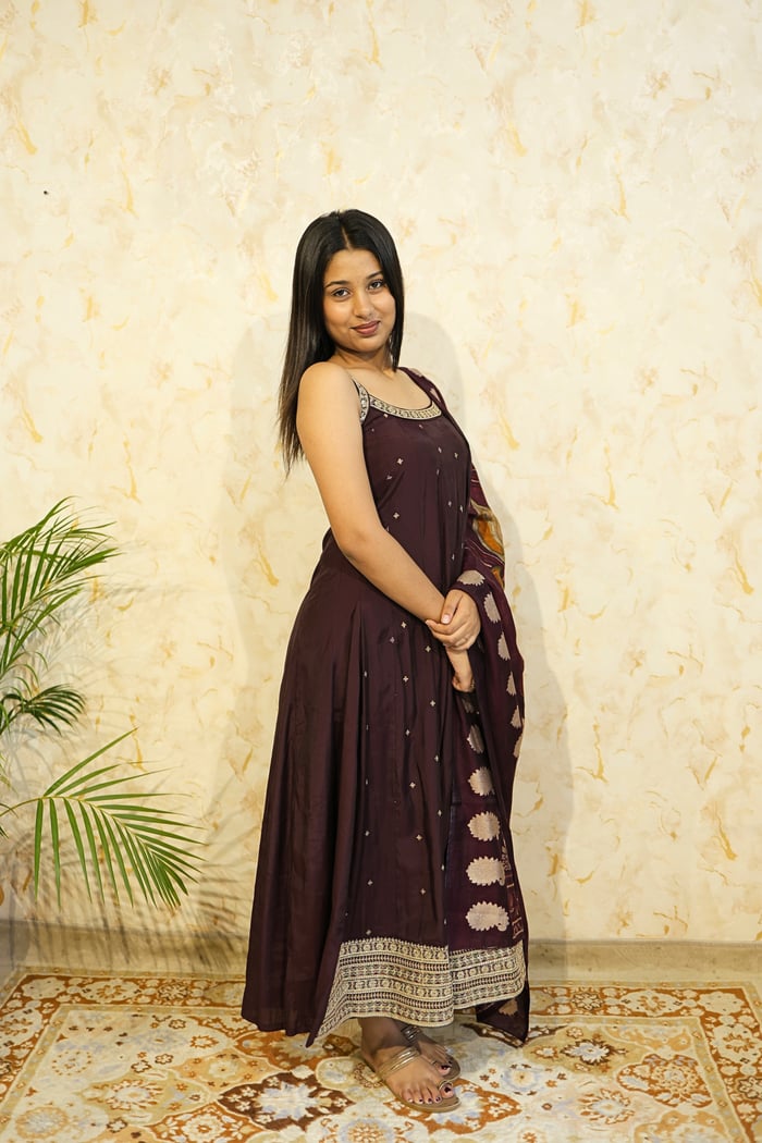 Mulberry Zari Silk Anarkali